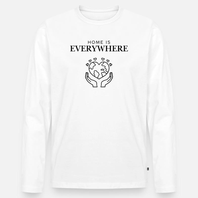 Home_Is_Everywhere_icon_black - Männer Premium Bio Langarmshirt - Weiß