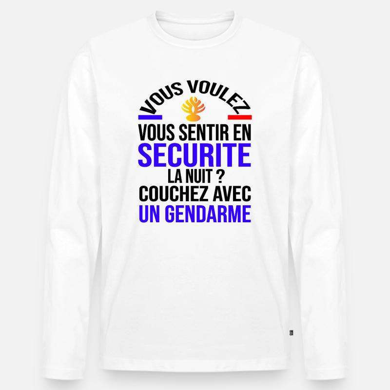 Fühlen Sie sich sicher - Männer Premium Bio Langarmshirt - Weiß