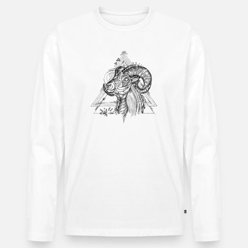 Widder Ram - Sternzeichen - Männer Premium Bio Langarmshirt - Weiß