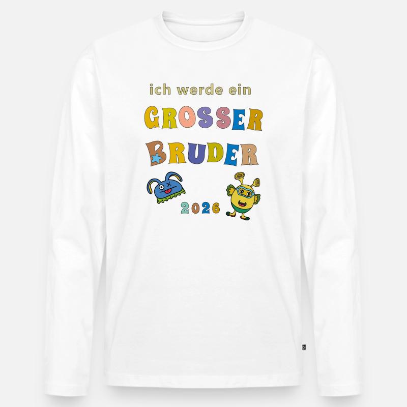 Ich werde großer Bruder 2026 - Männer Premium Bio Langarmshirt - Weiß