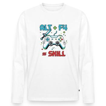 Alt F4 Pixel Gamer Motiv - Männer Premium Bio Langarmshirt - Weiß - Vorne - Nico (187cm)