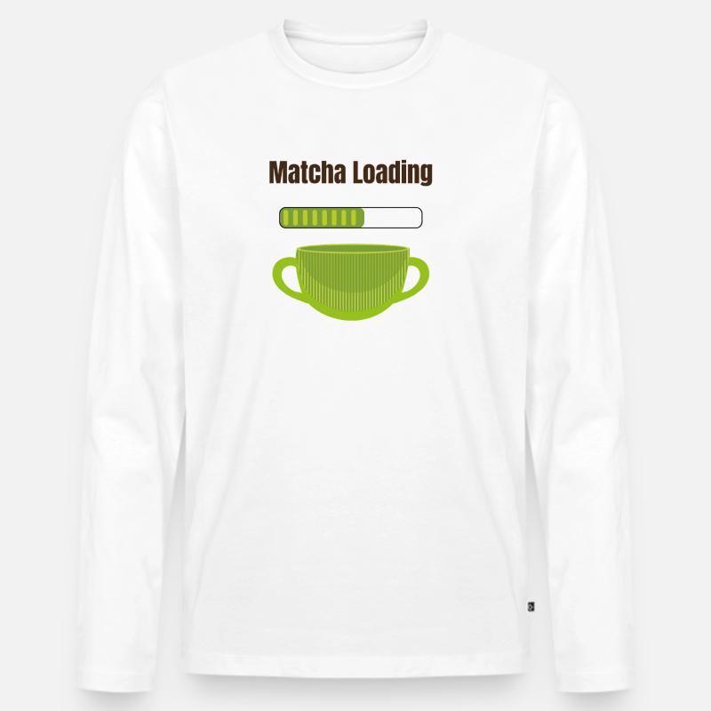 Matcha Loading - Männer Premium Bio Langarmshirt - Weiß