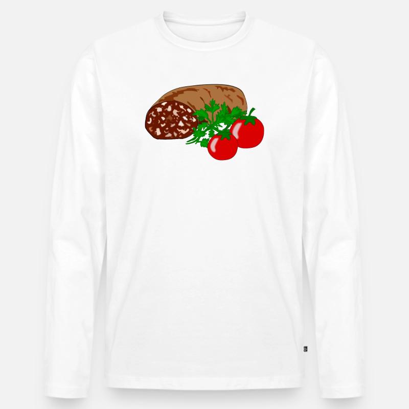 Blutwurst mit Tomate - Männer Premium Bio Langarmshirt - Weiß