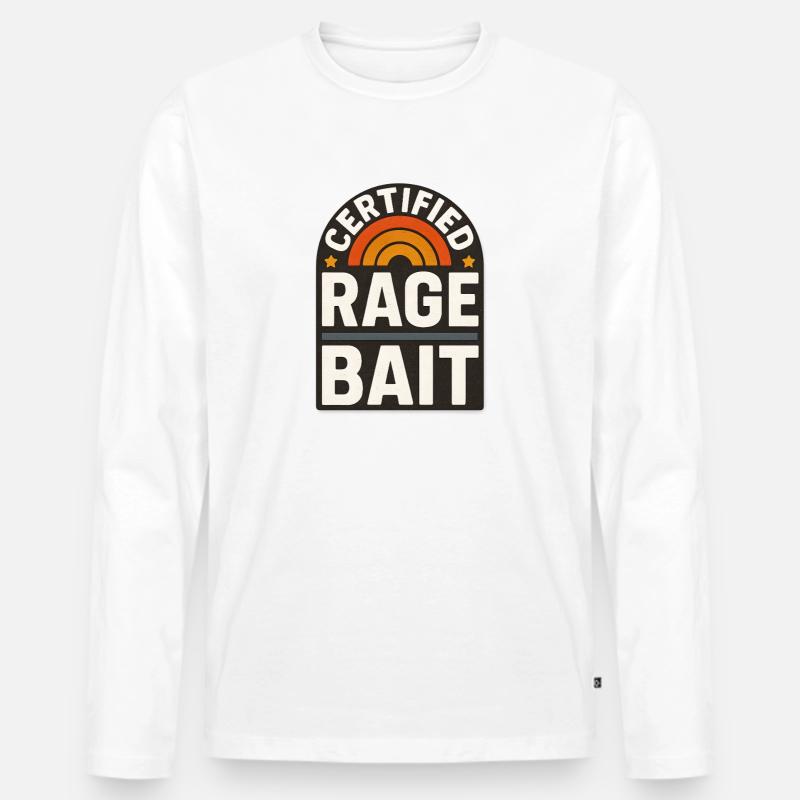 Rage Bait Patch Lustiger Spruch - Männer Premium Bio Langarmshirt - Weiß