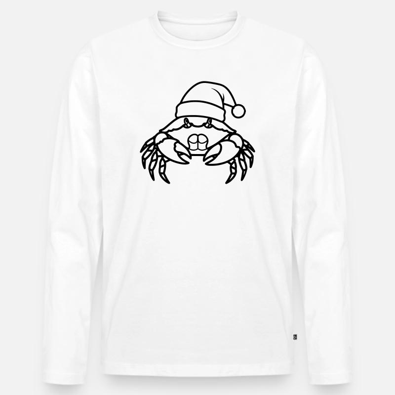 Weihnachtskrabbe Cartoon Illustration - Männer Premium Bio Langarmshirt - Weiß