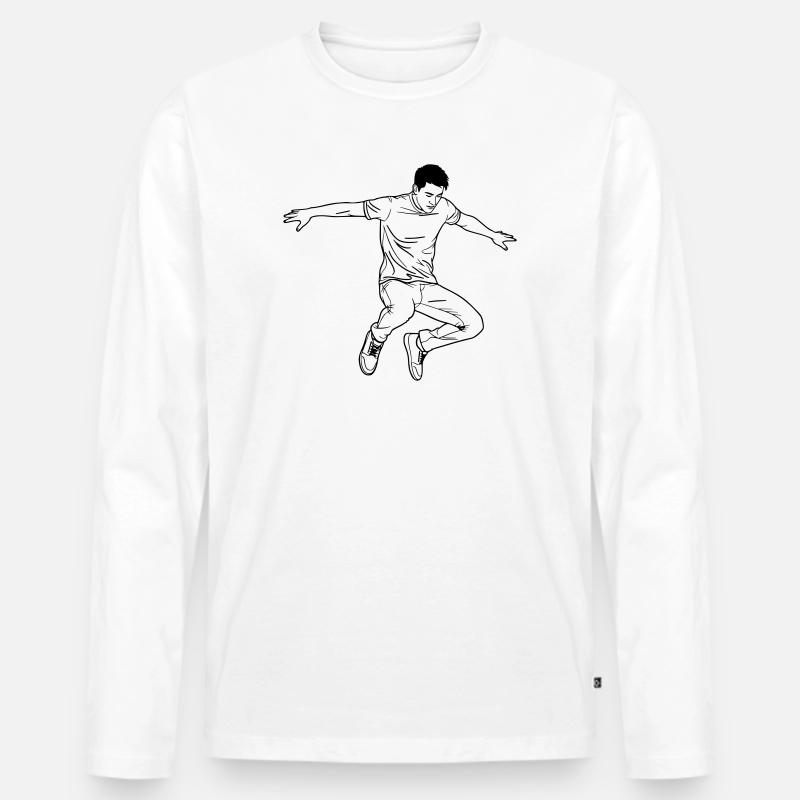 Tanzender Mann Line Art - Männer Premium Bio Langarmshirt - Weiß