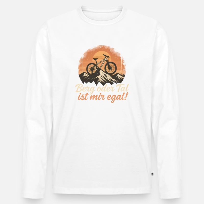 Berg oder Tal Mountainbike Radfahrer  - Männer Premium Bio Langarmshirt - Weiß