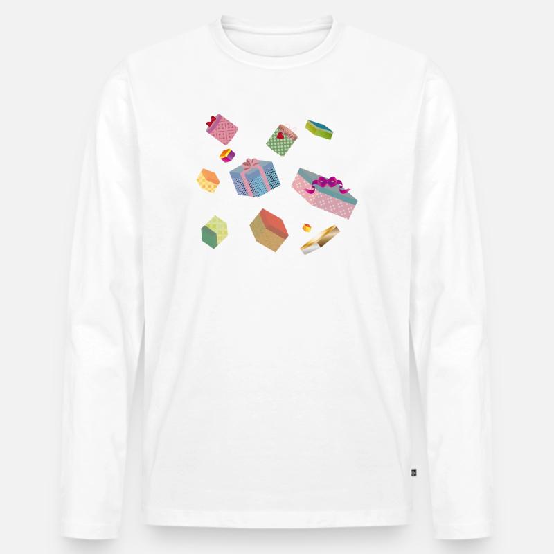 Bunte Geschenkboxen – festlich verpackte Geschenke - Männer Premium Bio Langarmshirt - Weiß