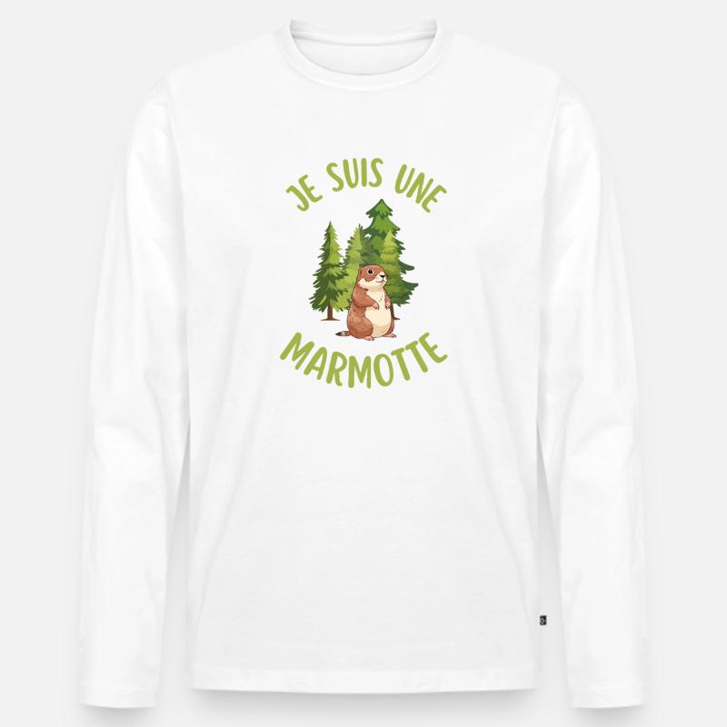 Ich bin ein Murmeltier im Wald - Männer Premium Bio Langarmshirt - Weiß