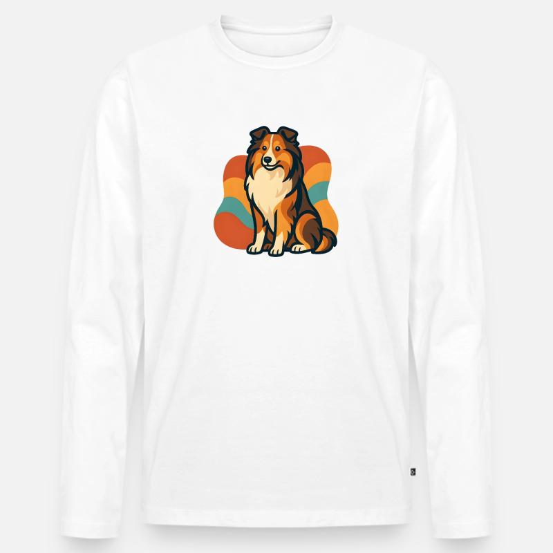 Lebhafter Shetland-Schäferhund Sunburst - Männer Premium Bio Langarmshirt - Weiß