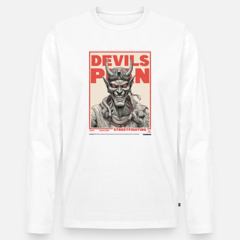 Devils Plan - Männer Premium Bio Langarmshirt - Weiß