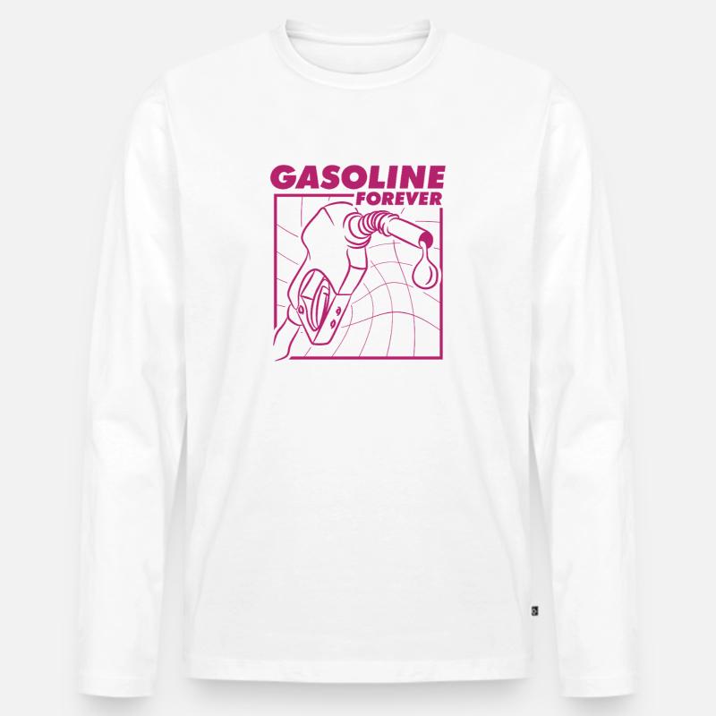 Gasoline Forever Klassisches Autofan Design - Männer Premium Bio Langarmshirt - Weiß