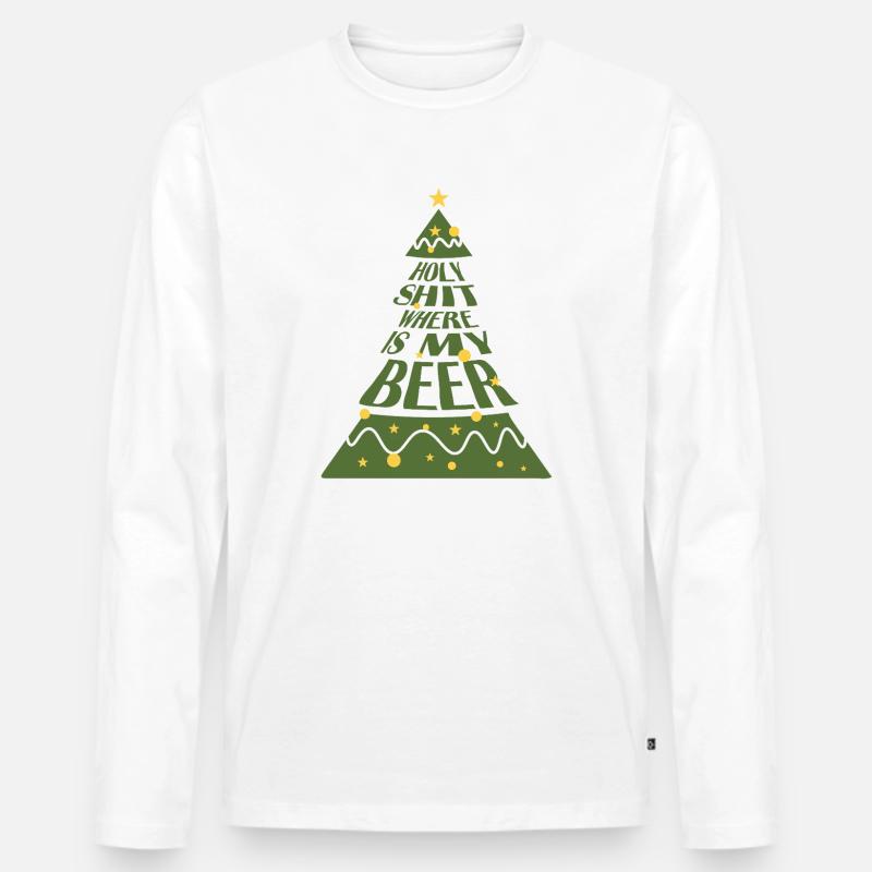 Weihnachtsbaum Spruch Bierquest - Männer Premium Bio Langarmshirt - Weiß