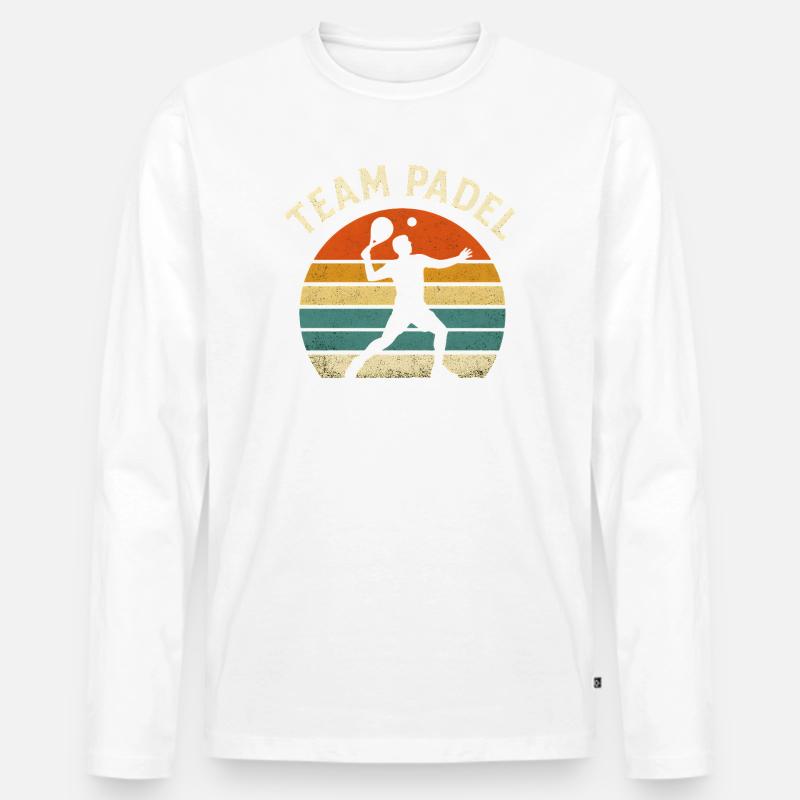 Retro Sunset Padel Team - Männer Premium Bio Langarmshirt - Weiß