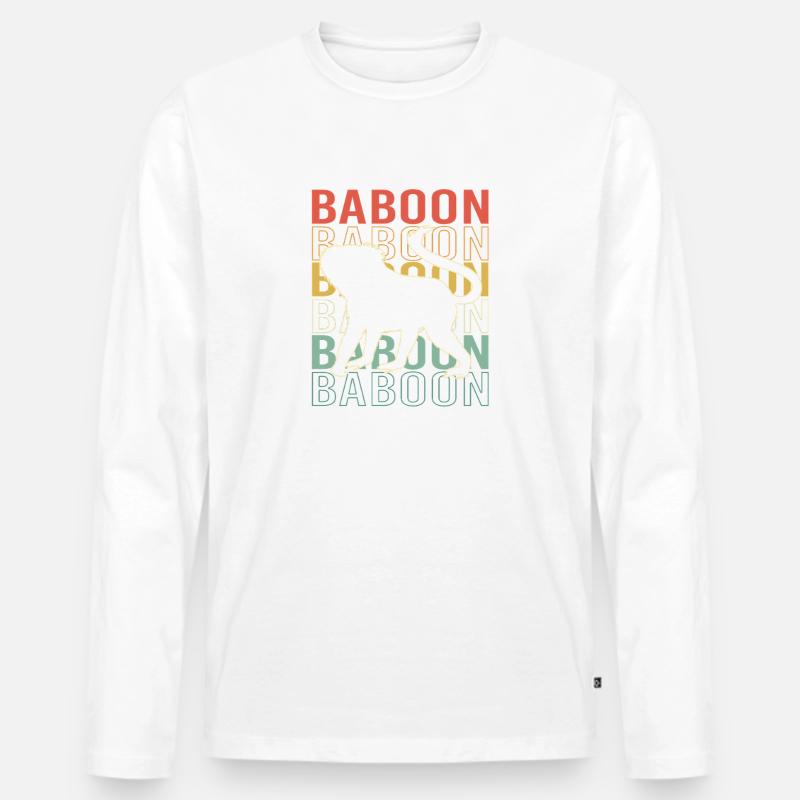 Baboon Pavian Primat Affe Affen - Männer Premium Bio Langarmshirt - Weiß