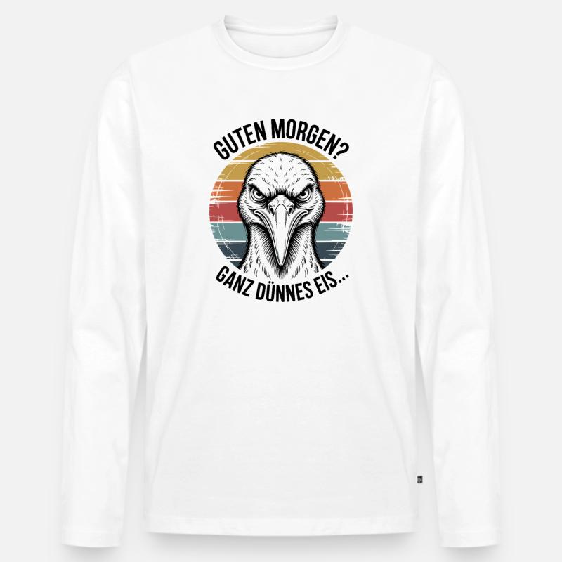 Storch Dünnes Eis Art - Männer Premium Bio Langarmshirt - Weiß