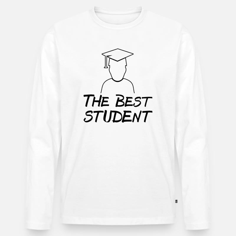 Best Student - Männer Premium Bio Langarmshirt - Weiß