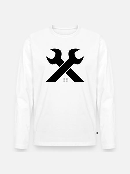 Home & Craft Logo – Wrench Crossed - Men's Premium Organic Long Sleeve Shirt - white
