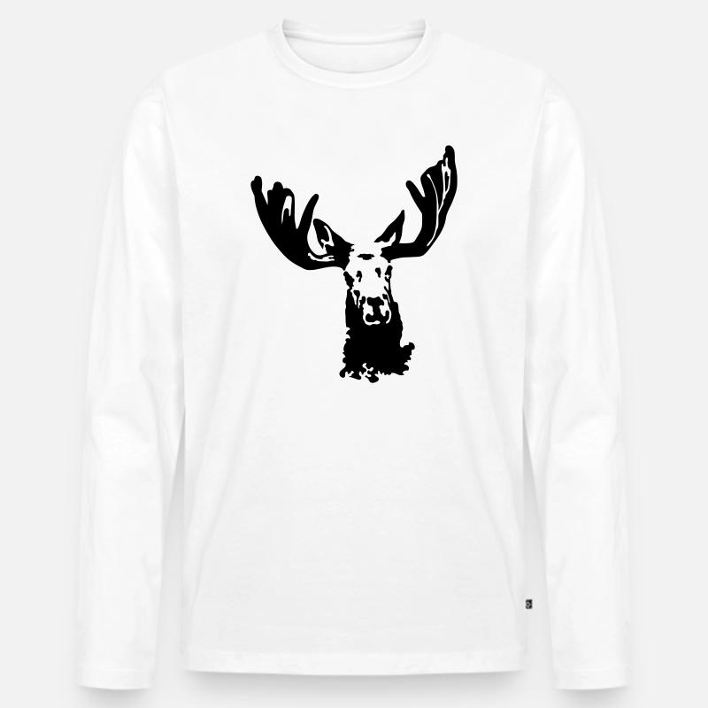Elch - Männer Premium Bio Langarmshirt - Weiß