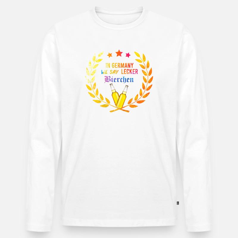 In_Germany_we_say_Lecker_Bierchen_-_kranz_ - Männer Premium Bio Langarmshirt - Weiß