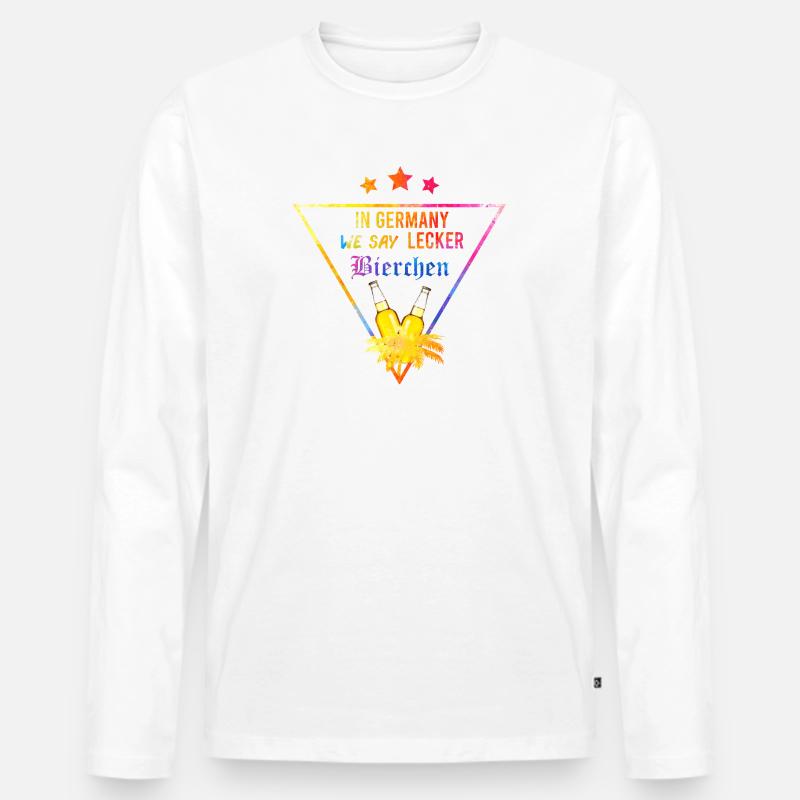 In_Germany_we_say_Lecker_Bierchen_wappen - Männer Premium Bio Langarmshirt - Weiß