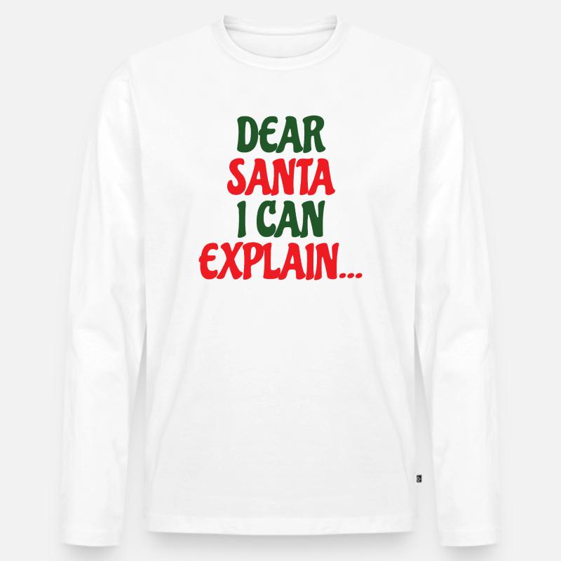 Dear Santa I Can Explain - Männer Premium Bio Langarmshirt - Weiß