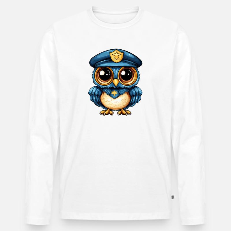 Blaupolizei Eulenwacht - Männer Premium Bio Langarmshirt - Weiß