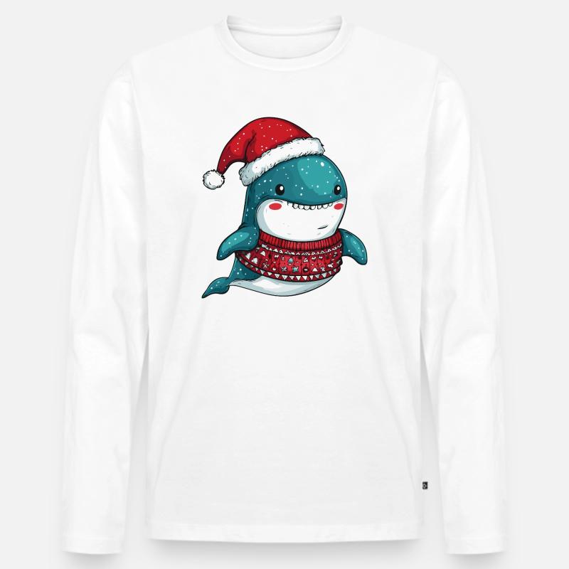 Wal Weihnachten - Männer Premium Bio Langarmshirt - Weiß