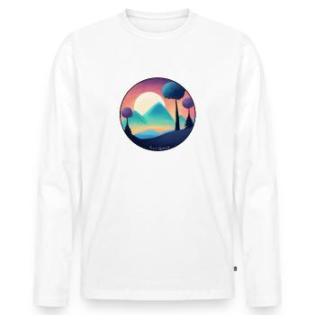 Sérénité des Montagnes Pastel - T-shirt manches longues Premium bio Homme - blanc - Devant - Nico (187cm)