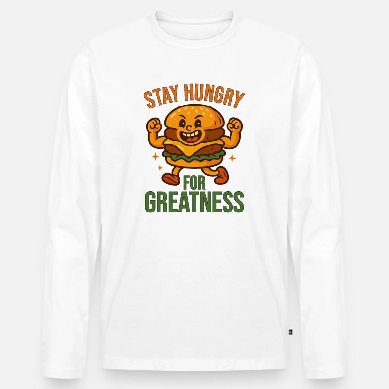 Bleiben Sie hungrig nach Großartigem - Männer Premium Bio Langarmshirt - Weiß