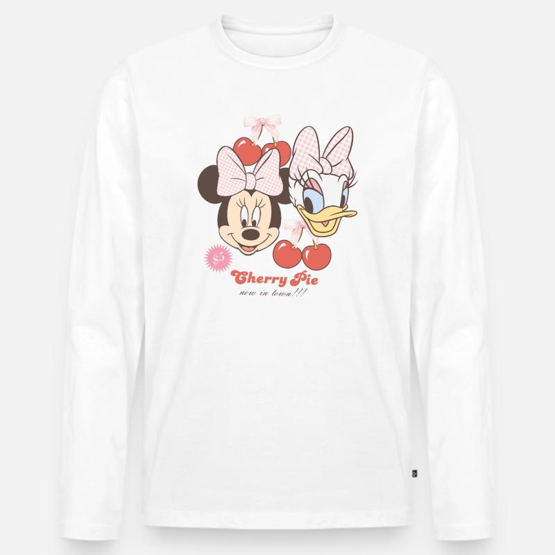 Mickey & Minnie Cherry Pie Spruch Minnie & Daisy - Männer Premium Bio Langarmshirt - Weiß
