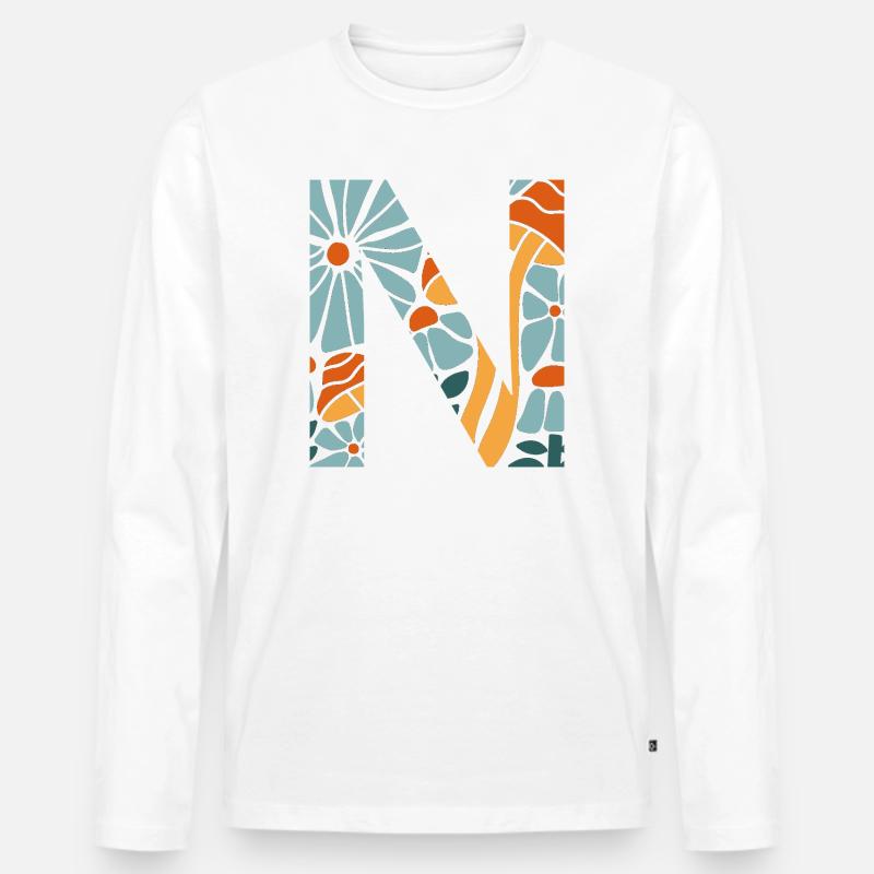 Groovy Letter n Flowers Geschenkidee - Männer Premium Bio Langarmshirt - Weiß