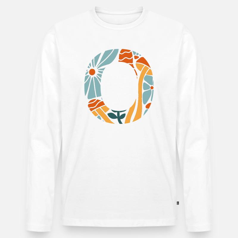 Letter o groovy Blumen Geschenkidee - Männer Premium Bio Langarmshirt - Weiß