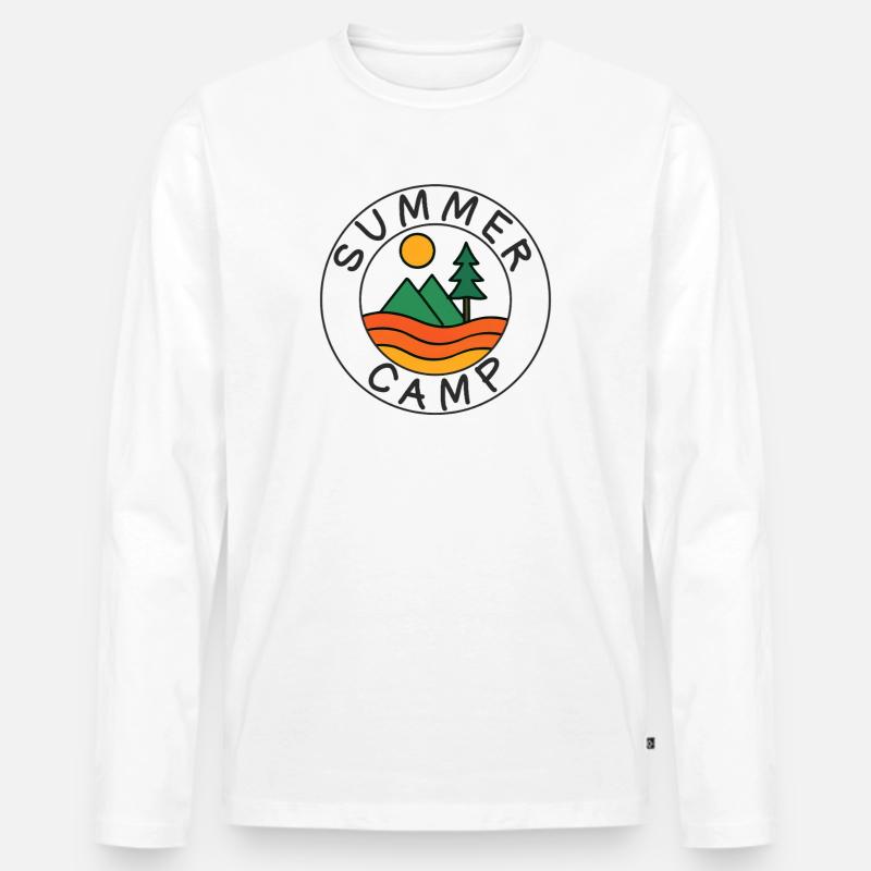 Sommercamp Camping Wandern Retro Berg Draußen - Männer Premium Bio Langarmshirt - Weiß