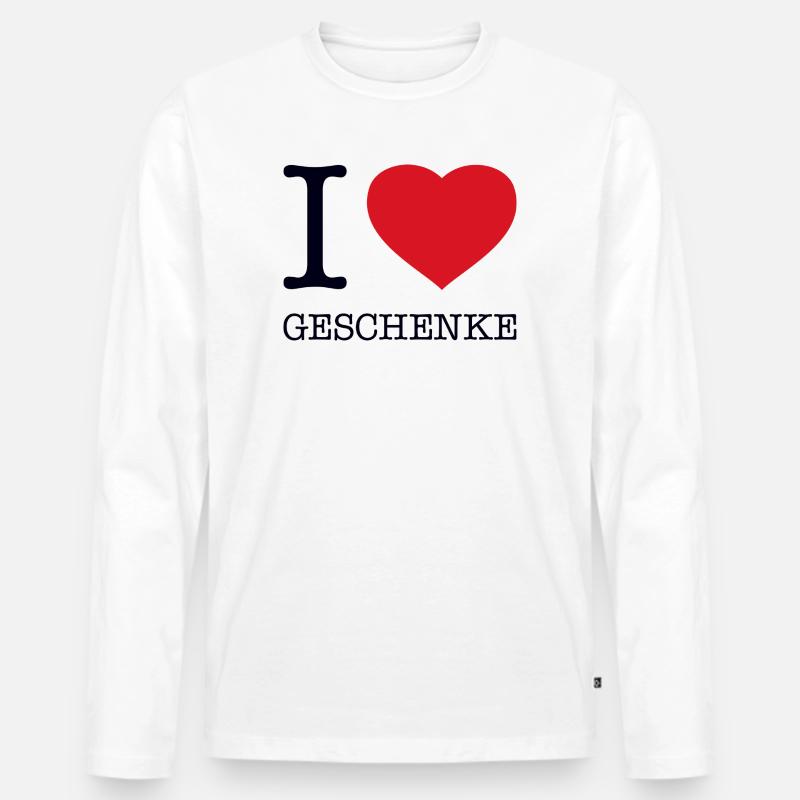 I love Geschenke - Männer Premium Bio Langarmshirt - Weiß