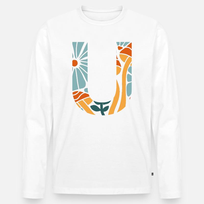 Brief u groovy Blumen Geschenkidee - Männer Premium Bio Langarmshirt - Weiß