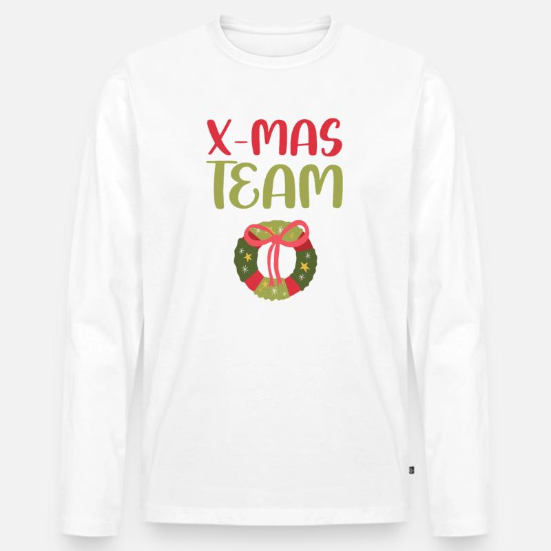 X-Mas Team - Männer Premium Bio Langarmshirt - Weiß