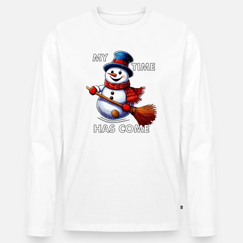 SCHNEEMANN MY TIME HAS COME - Männer Premium Bio Langarmshirt - Weiß