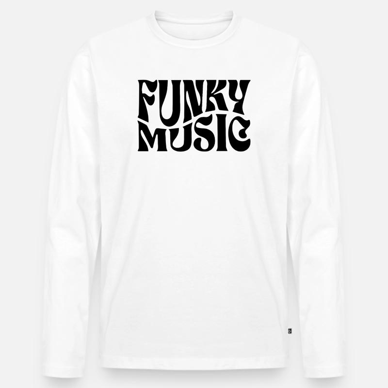 Funky Musik typografisches Design - Männer Premium Bio Langarmshirt - Weiß