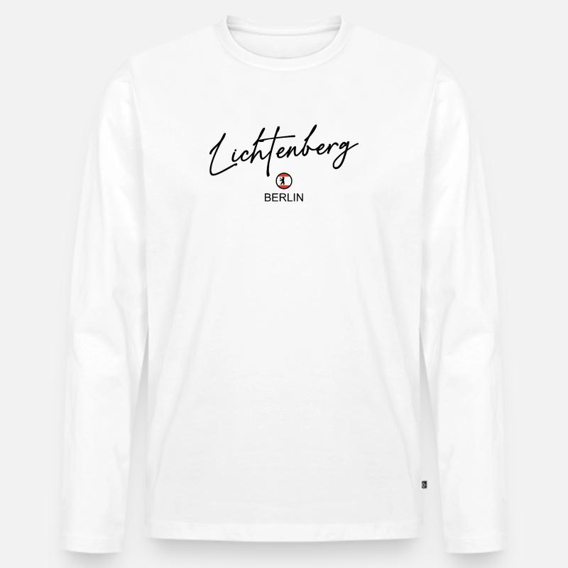 Lichtenberg - Berlin Flagge - Berliner Bär - Männer Premium Bio Langarmshirt - Weiß