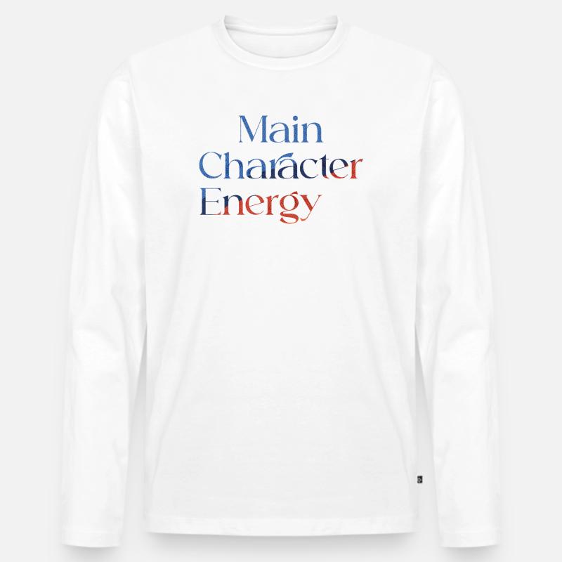 Main Character Energy bunt smilie - Männer Premium Bio Langarmshirt - Weiß