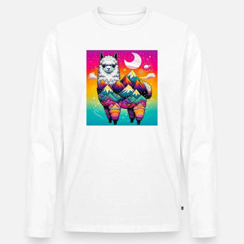 Alpaka - Männer Premium Bio Langarmshirt - Weiß