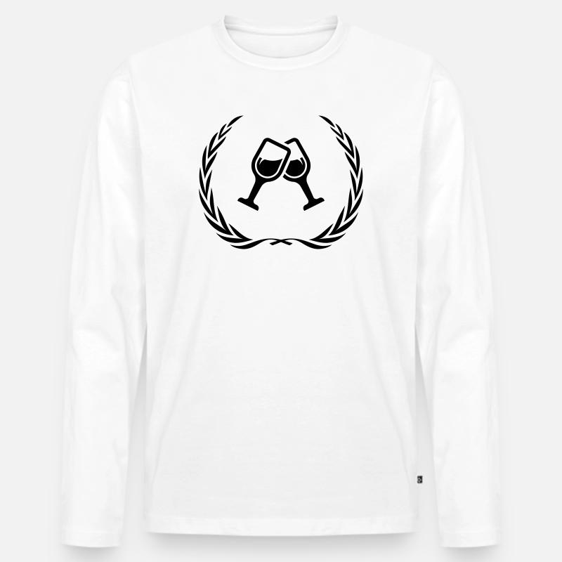 Wein Gläser Kranz - Männer Premium Bio Langarmshirt - Weiß