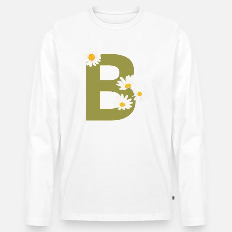Buchstabe b grüne Gänseblümchen - Männer Premium Bio Langarmshirt - Weiß