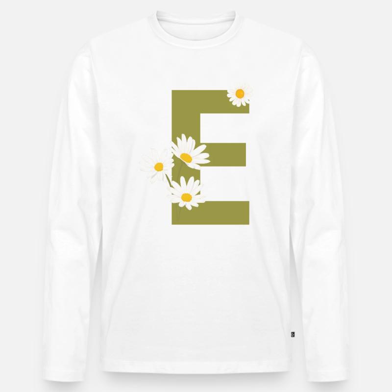 Grüne Gänseblümchen Brief - Männer Premium Bio Langarmshirt - Weiß