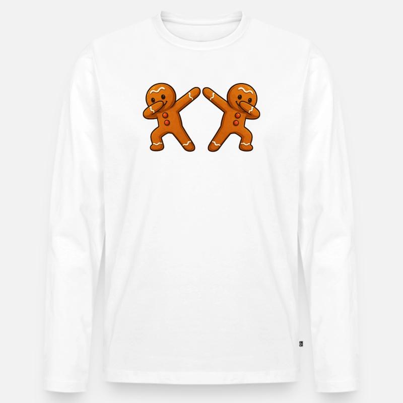  Lebkuchenmann Dabbing 2 - Männer Premium Bio Langarmshirt - Weiß
