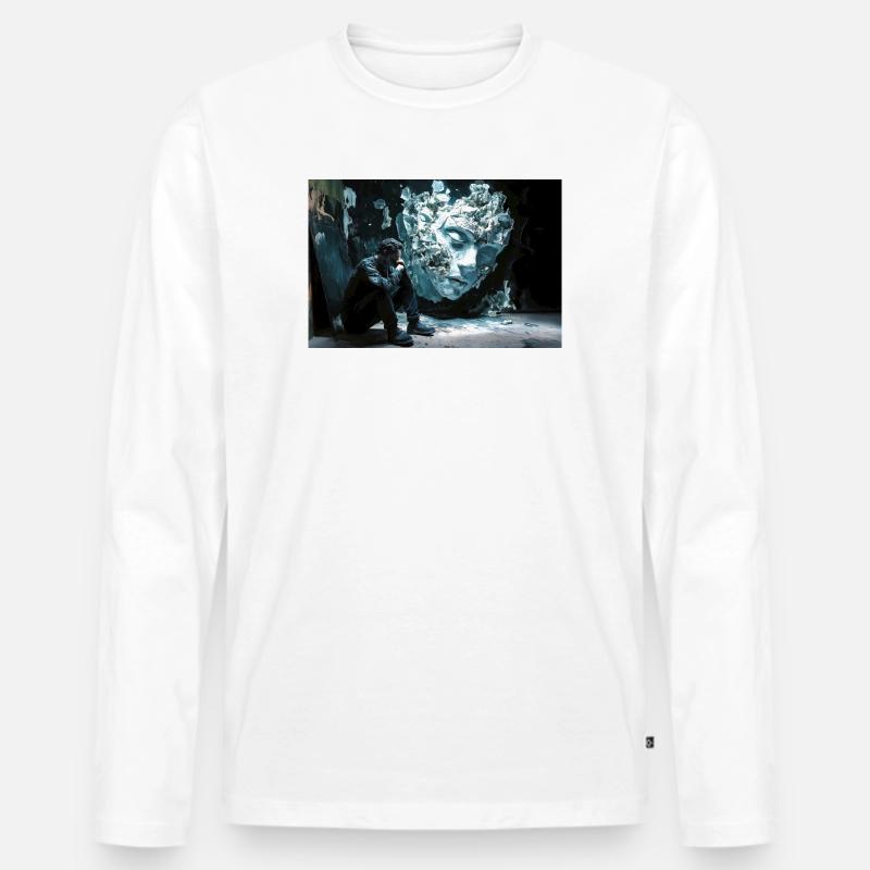 Eisgesicht im Schatten - Männer Premium Bio Langarmshirt - Weiß