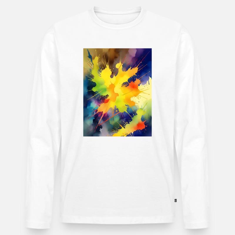 Farbexplosion Abstrakt Spritzer - Männer Premium Bio Langarmshirt - Weiß