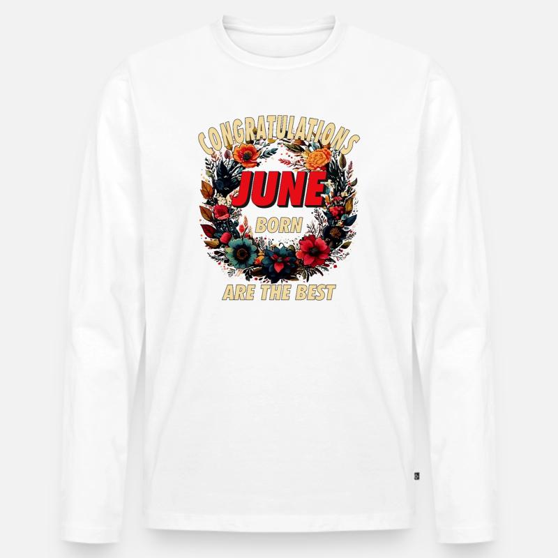 CONGRATULATIONS JUNE - Männer Premium Bio Langarmshirt - Weiß
