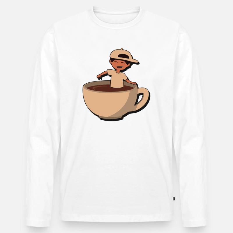 Cup Buddy Kaffeespritzer - Männer Premium Bio Langarmshirt - Weiß